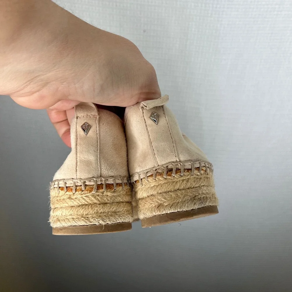 Sam Edelman Adena Beige Suede Espadrille Slip On Flats Womens Size 8